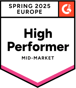 G2 High Performer Mid-Market Europe Spring 2025 badge