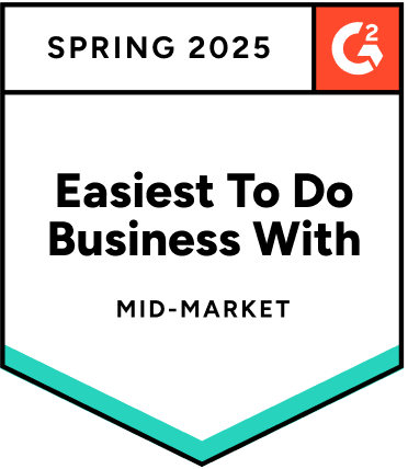 G2 Easiest To Do Business With Mid-Market Spring 2025 badge