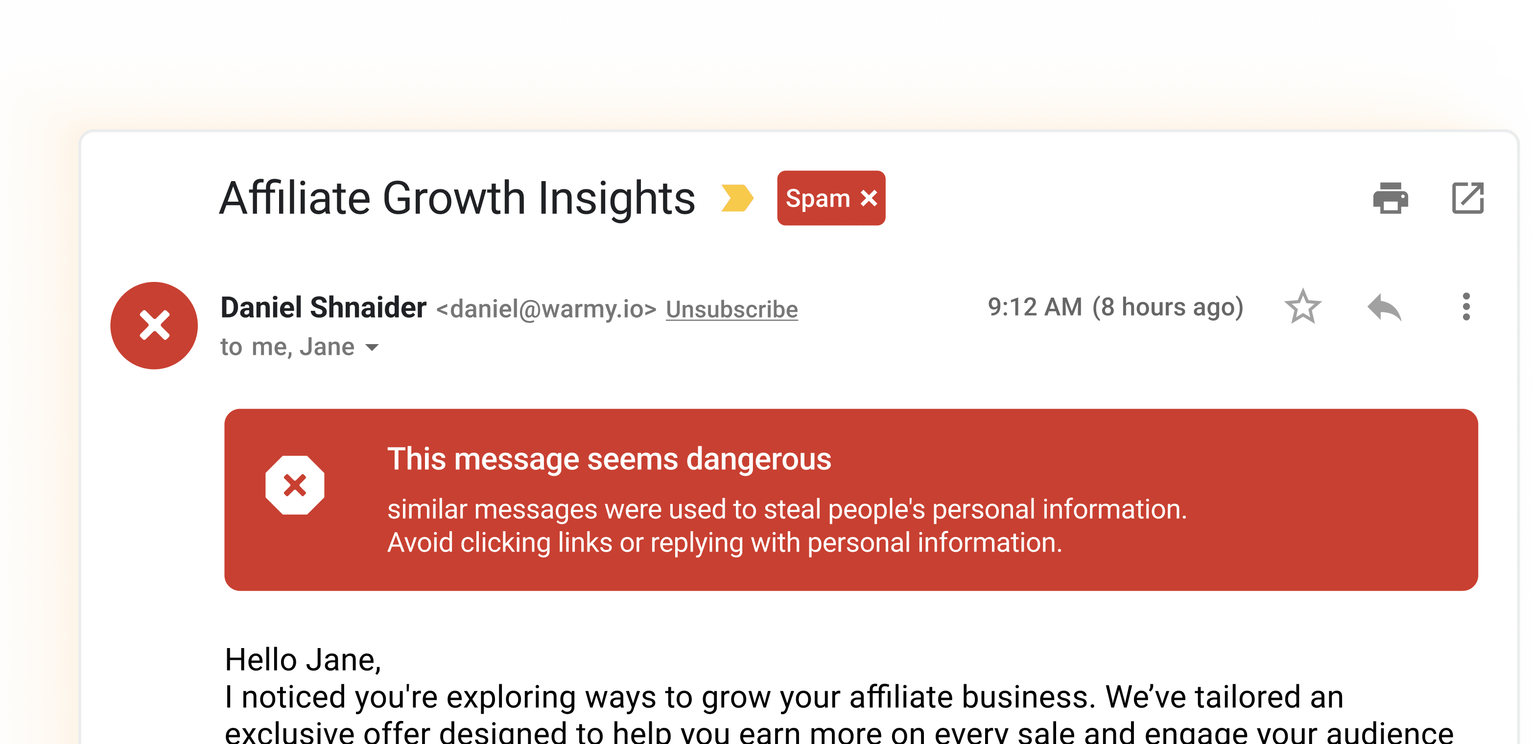 SPF record blocking a spoofed phishing email before it reaches the inbox